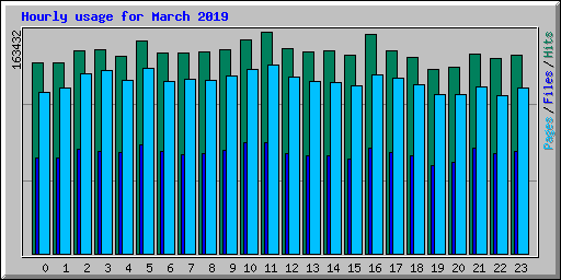 Hourly usage for March 2019